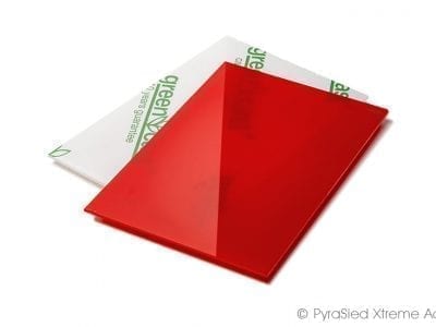 recycled translucent red acrylic - pyrasied xtreme acrylic